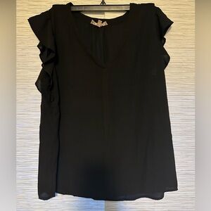 Philosophy Black Ruffle Sleeve Top